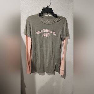 Fox Women's Olive and Pink Layered Top